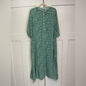 Roller Rabbit Cerro Green Floral Dress Long Sleeve Curtis Maxi